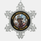 Zwarte Goud Hoogste School Marching Band Foto Cade Tin Sneeuwvlok Ornament (Voorkant)