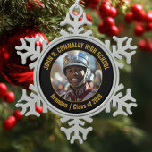 Zwarte Goud Hoogste School Marching Band Foto Cade Tin Sneeuwvlok Ornament