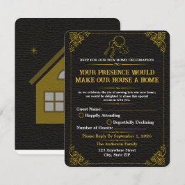 Zwarte Goud Huis Verwarming RSVP-reactiekaart RSVP Kaartje