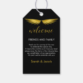 Zwarte Goud Huwelijks Verwelkoming Cadeaulabel (Achterkant)