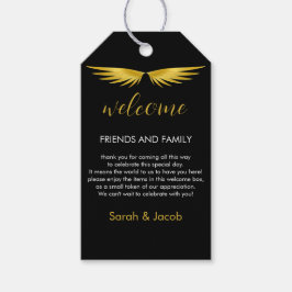 Zwarte Goud Huwelijks Welkom Cadeaulabel