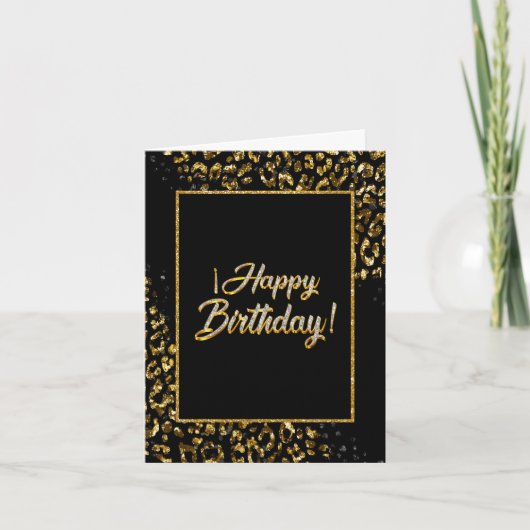 Zwarte Goud & Jewel Luipaard Uitnodiging (Voorkant)