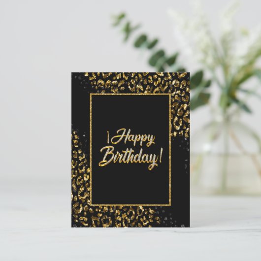 Zwarte Goud & Juweel Luipaard Ansichtkaart Briefkaart (Staand voorkant)