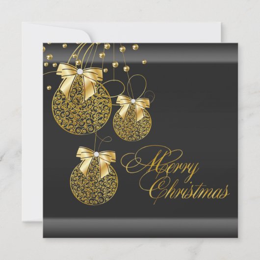 Zwarte Goud Kerstfeest Kaart (Voorkant)