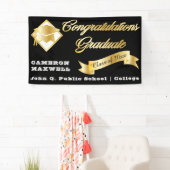 Zwarte Goud Klas Jaar Felicitaties Afgestudeerde Spandoek (Insitu)
