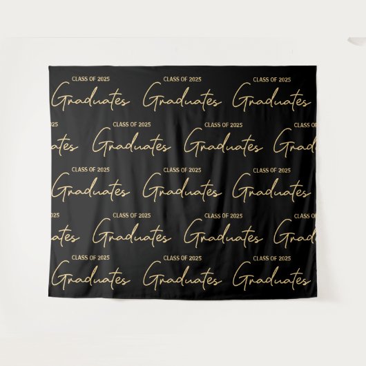 Zwarte Goud Klas van 2025 Afgestudeerden Afstudere Wandkleed (Voorkant (horizontaal))