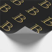 Zwarte Goud Kleur Monogram Professionele Calligraf Cadeaupapier (Hoek)