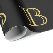 Zwarte Goud Kleur Monogram Professionele Calligraf Cadeaupapier (Rol Hoek)