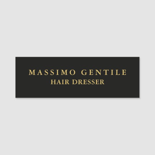 Zwarte Goud Kleur Professionele Trendy Naamplaatje (Voorkant)