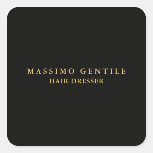 Zwarte Goud Kleur Professionele Trendy Vierkante Sticker (Voorkant)