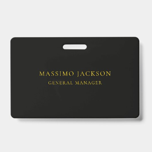 Zwarte Goud Kleuren Professioneel Trendy Minimalis Badge (Voorzijde)
