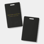Zwarte Goud Kleuren Professioneel Trendy Minimalis Badge (Voor- en achterkant)