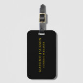 Zwarte Goud Kleuren Professioneel Trendy Minimalis Bagagelabel (Voorkant (verticaal))