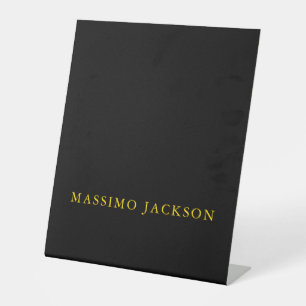 Zwarte Goud Kleuren Professioneel Trendy Minimalis Reclamebord Met Voetstuk