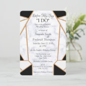 Zwarte Goud Kunst \ Witte Marmeren Bruiloftsdouche Kaart (Staand voorkant)