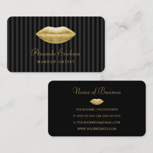 Zwarte Goud Lippen Make-up Artiest Visitekaartje