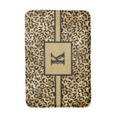 Zwarte Goud Luipaard Print met Monogram Badmat (Voorkant Verticaal)