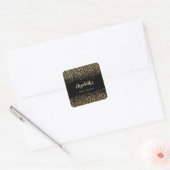 Zwarte Goud Luipaardprint Glitter Bruiloft Feest Vierkante Sticker (Envelop)