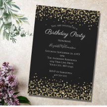 Zwarte Goud Luipaardprint Glitter Overlay Verjaard