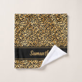 Zwarte Goud Luipaardprint Persoonlijk Bad Handdoek (Wasdoekje)