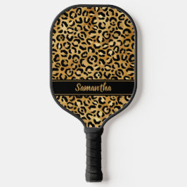 Zwarte Goud Luipaardprint Persoonlijk Pickleball Paddle