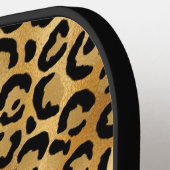 Zwarte Goud Luipaardprint Persoonlijk Pickleball Paddle (Links Detail)