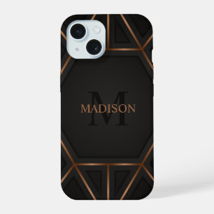 Zwarte Goud Luxe Modern Minimaal Abstract iPhone 15 Case