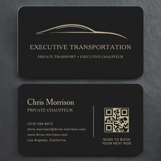 Zwarte Goud Luxe Transport QR Code Visitekaartje