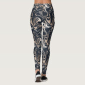 Zwarte Goud Marmer Designer Dames Leggings (Achterkant)