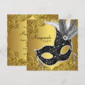 Zwarte Goud Masker Maskerade Feestje Kaart (Voorkant / Achterkant)