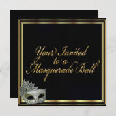 Zwarte Goud Maskerade Bal Uitnodiging Collectie (Voorkant / Achterkant)