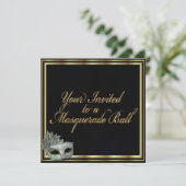 Zwarte Goud Masquerade Bal Uitnodigingen Collectie (Staand voorkant)