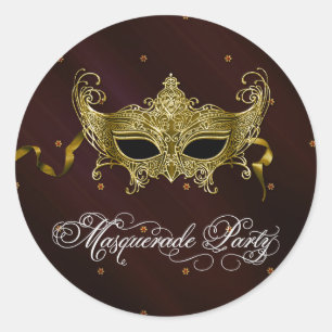 Zwarte Goud Masquerade Feest Stickers