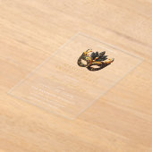 Zwarte Goud Masquerade Sweet 16 Verjaardagsfeestje Acryl Uitnodigingen (Laagn)