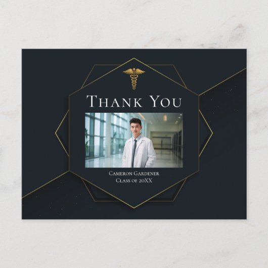 Zwarte Goud Medische School Foto Afstudeerfeest Briefkaart (Voorkant)