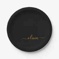 Zwarte Goud Meisjesachtig Schrift Monogram Naam Mo