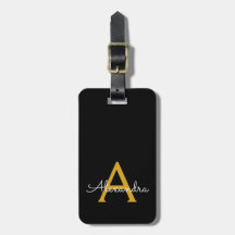 Zwarte Goud Meisjesachtig Script Monogram Naam Mod