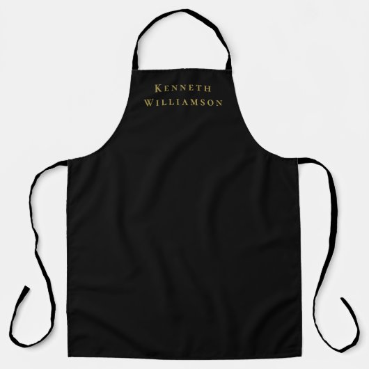 Zwarte Goud Minimalistische Aangepaste Naam Elegan Schort (Voorkant)