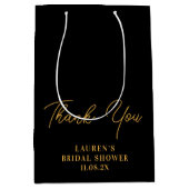 Zwarte Goud Minimalistische Bruidsborrel Bedankt Medium Cadeauzakje (Voorkant)