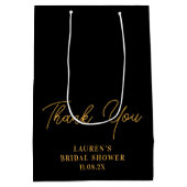Zwarte Goud Minimalistische Bruidsborrel Bedankt Medium Cadeauzakje (Achterkant)