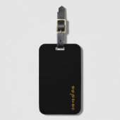 Zwarte Goud Moderne Chic Script Meisjesnaam Monogr Bagagelabel (Voorkant (verticaal))