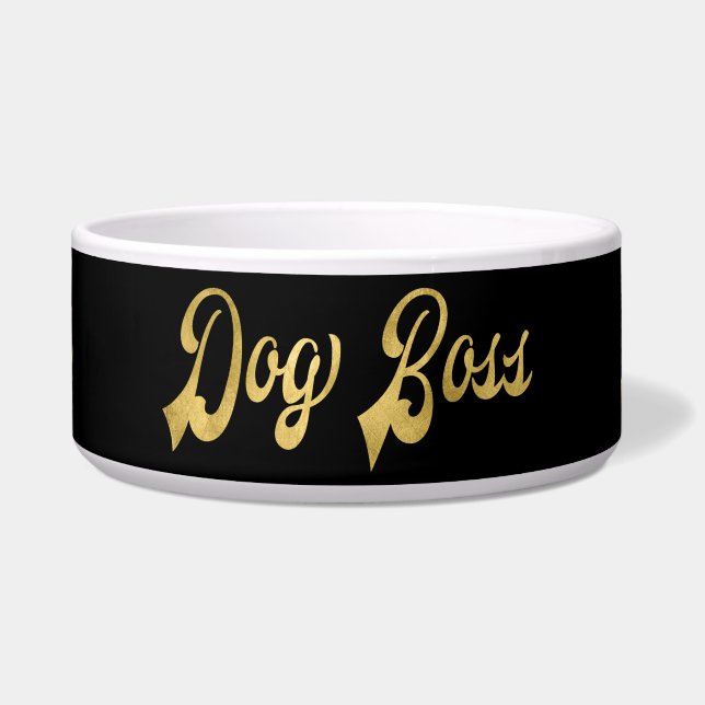 Zwarte Goud Moderne Hond Baas Voerbakje (Voorkant)