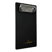 Zwarte Goud Moderne Script Meisjesachtige Monogram Mini Klembord (Schuin)