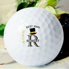 Zwarte Goud Monogram Naam Getuige Trouwcadeau Golfballen