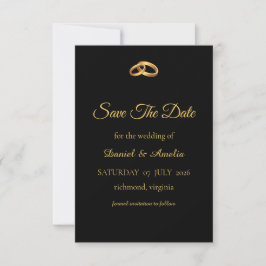 Zwarte Goud Monogram Save The Date Kaart