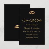 Zwarte Goud Monogram Save The Date Kaart (Voorkant / Achterkant)