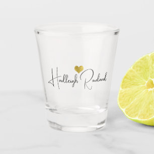 Zwarte Goud Monogram Schrift Naam Stijlvol Shot Glas