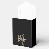 Zwarte Goud Monogram Stijlvol Modern Bedankdoosjes (Geopend)