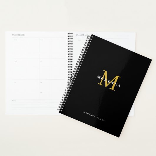 Zwarte Goud Monogram Zakelijke Cliënt Bedankt Planner (Display)