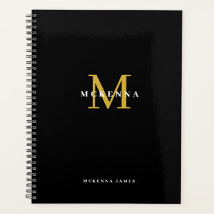 Zwarte Goud Monogram Zakelijke Cliënt Bedankt Planner